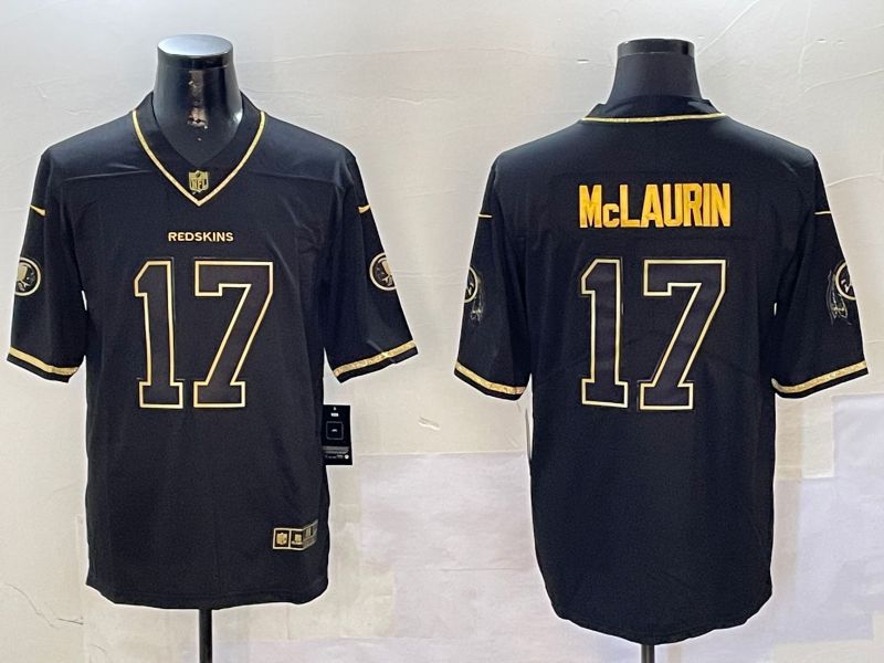 Men Washington Redskins #17 Mclaurin Black Gold Throwback 2024 Nike Limited NFL Jersey style 1->green bay packers->NFL Jersey